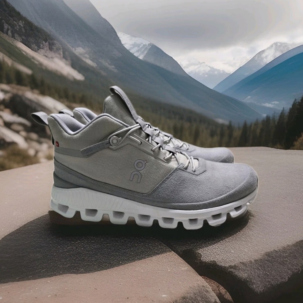 On Running Cloud Hi Women's Shoes New Glacier/Grey Size 6.5